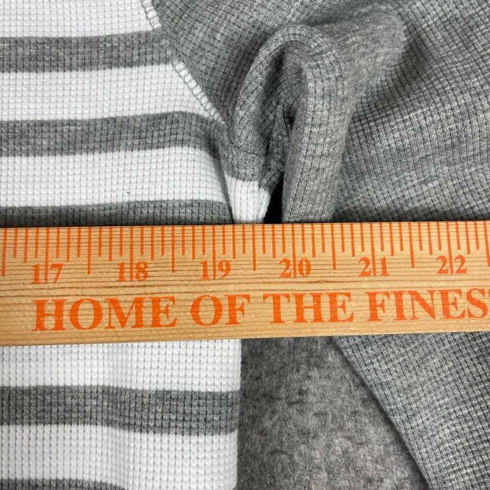 Banana Republic Waffle Knit Thermal Shirt Mens Large Grey White Striped